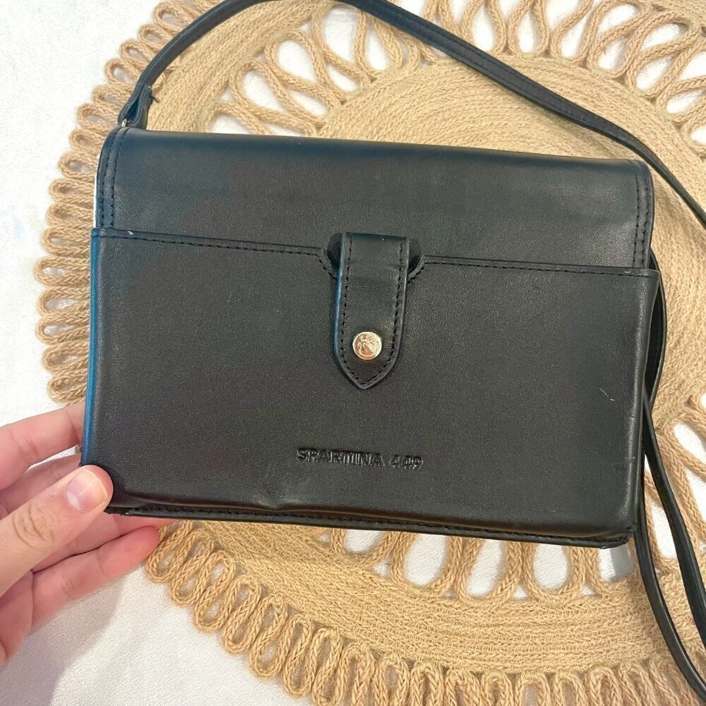 Spartina 449 Simone Phone City Market Crossbody Linen & Leather Bag - Picture 8 of 13
